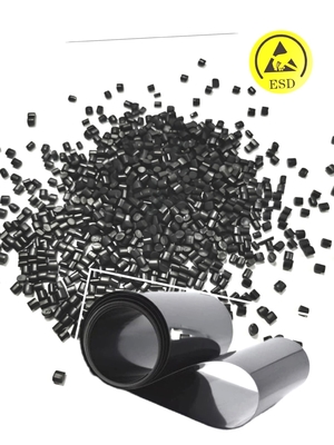 Conductive Carbon Black PS Materbatch or Concentrate Used For Conductive and Disspative PS Thermoforming Sheet, Dosage 32~36% gives ESD Value 10^3~9 ohms/sq